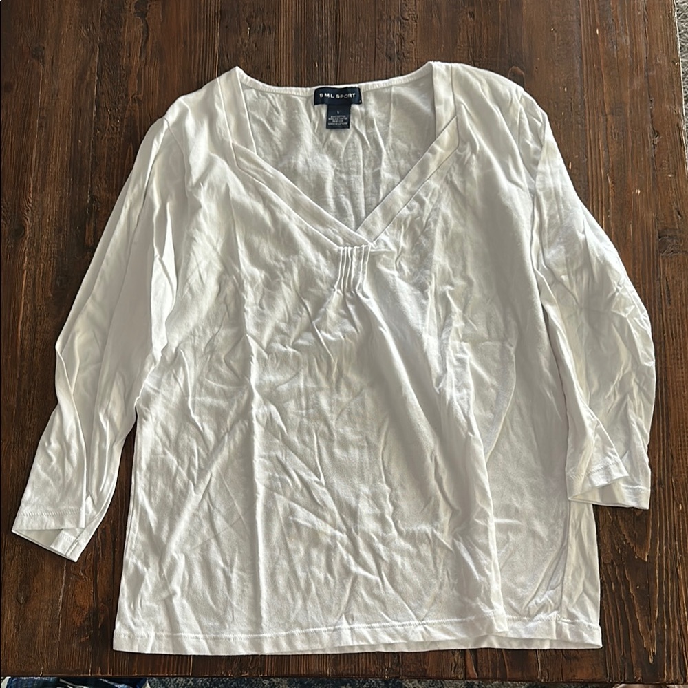 SML Sport White Long Sleeve Tee